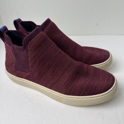 Rothy s The Chelsea Knit High Top Sneakers Women s Plum Melange Slip-On Size 7.5