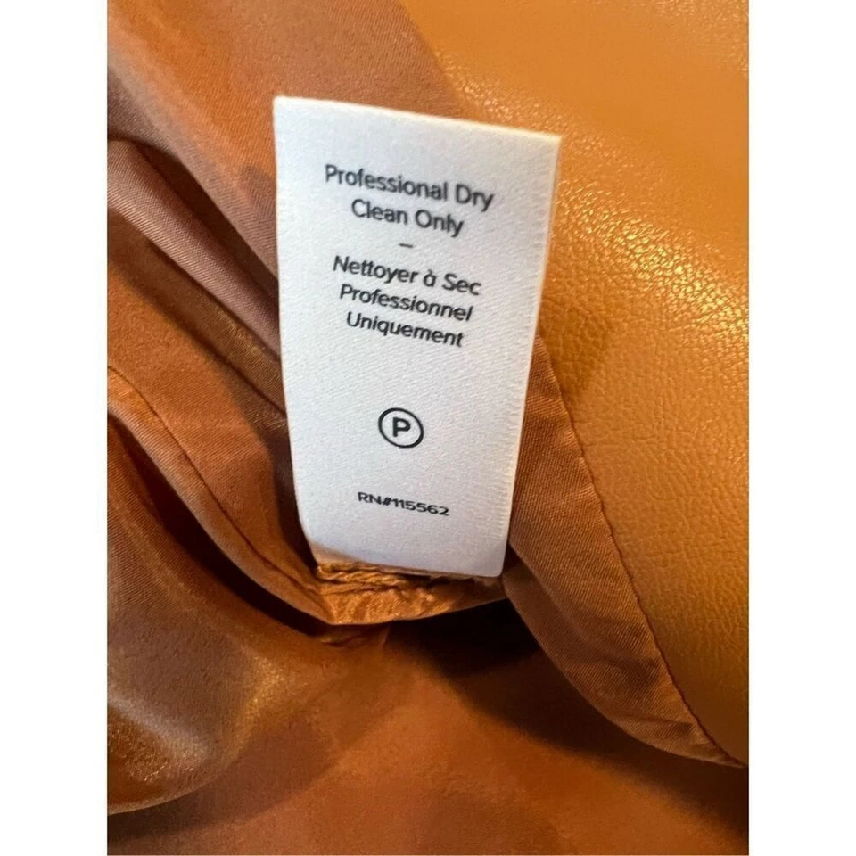 Chaqueta Blazer Cinq à Sept Para Mujer Marrón Imitación Cuero Manga Ajustada Talla 2 Nueva Sin Etiquetas Foto 4 de 4