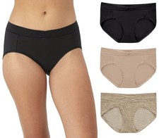 MAIDENFORM Women  s Size L 3-Pair Bikini Stretch Microfiber Underwear Panties