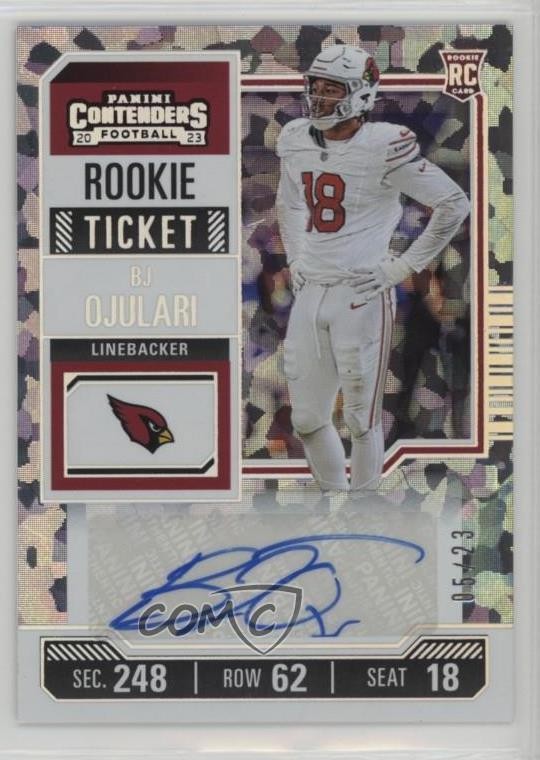 2023 Panini Contenders Cracked Ice Ticket 5/23 BJ Ojulari Rookie Auto RC 1m1f