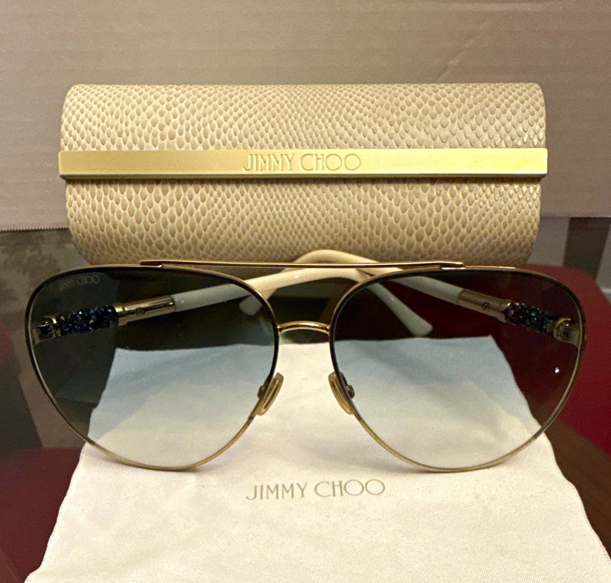 Jimmy Choo Gold Aviator Sunglasses for Women | eBay