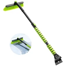 44" Snow Brush and Ice Scraper for Car Windshield, Extendable Snow Brush Green