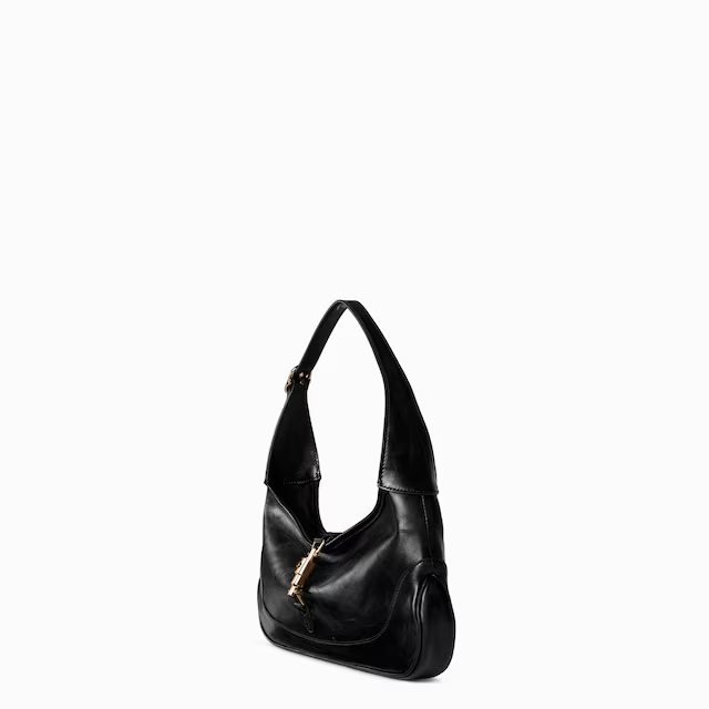 NEW GUCCI Jackie Slim Medium Shoulder Bag 863137 Black Leather