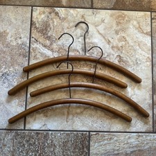 Vintage MCM Wood Curved Round Long Neck Fur Coat Hanger 16-17in- Lot Of 4