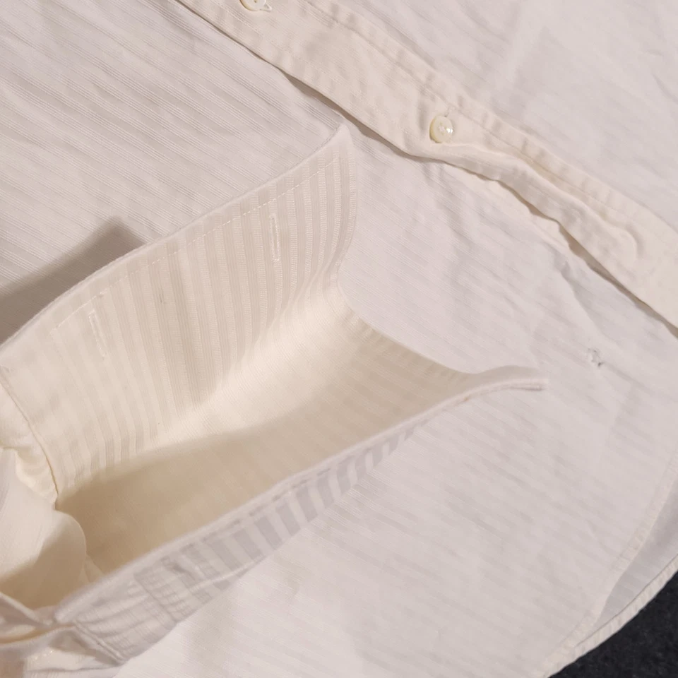 Canali Button Up Shirt Mens 41-16 Ivory Long Sleeve French Cuff Made In Italy - Image 4 of 4