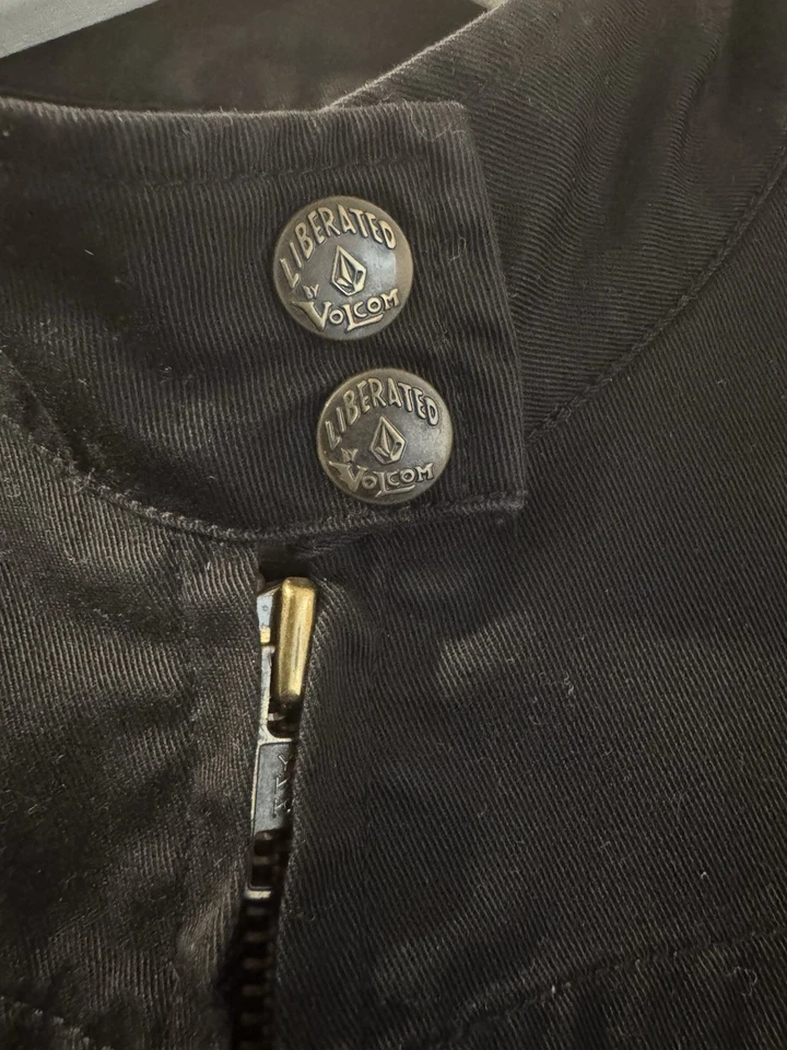 Volcom Frochickie Jacket Womens Size Large Black Khaki Motorcycle - Image 3 of 4