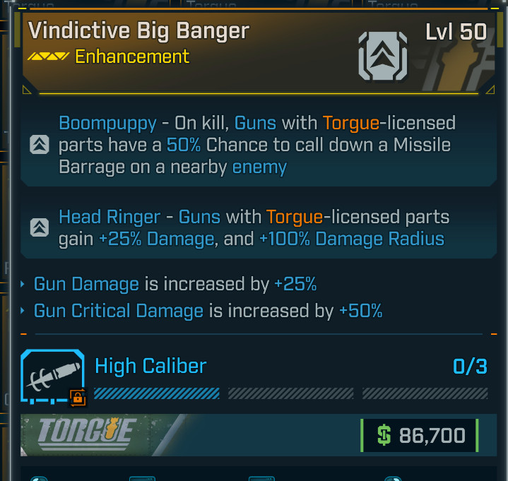 Borderlands 4⭐VINDICTIVE BIG BANGER ENHANCEMENT⭐TORGUE⭐GUN DMG, GUN CRIT