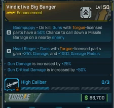 Borderlands 4⭐VINDICTIVE BIG BANGER ENHANCEMENT⭐TORGUE⭐GUN DMG, GUN CRIT
