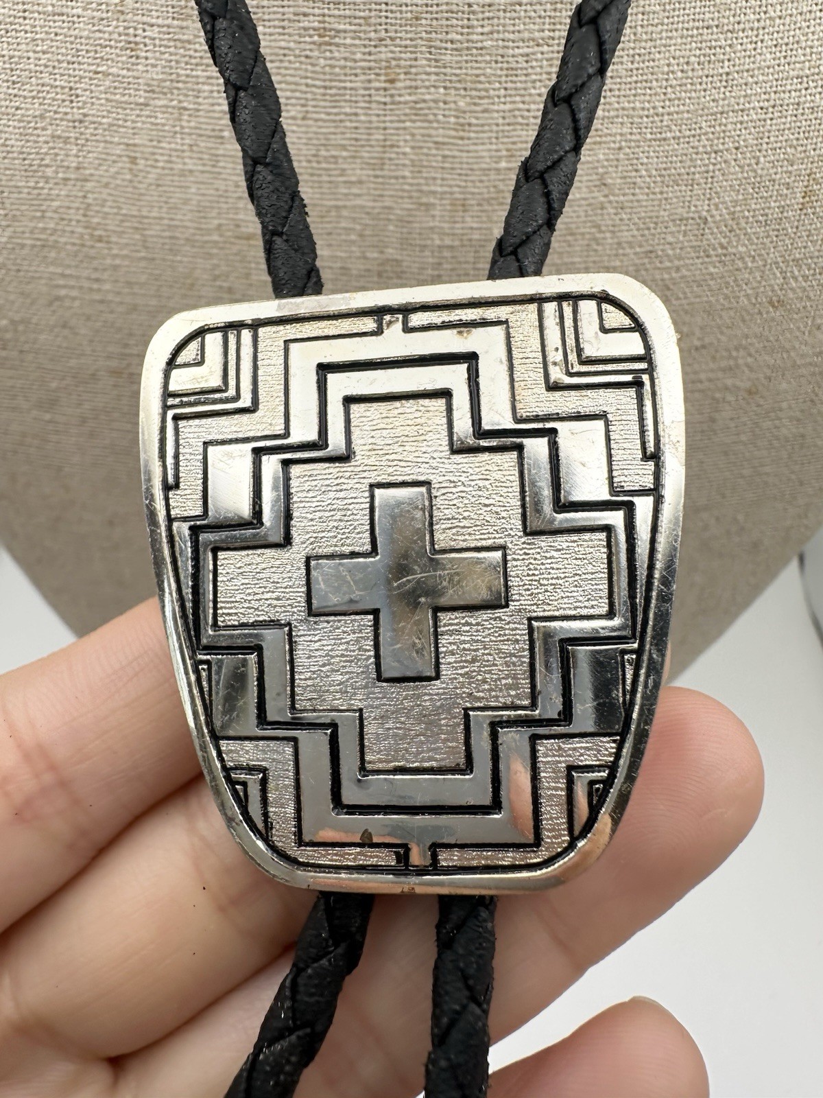 Ivan Solid Copper Cross Design Bolo Tie - image 2