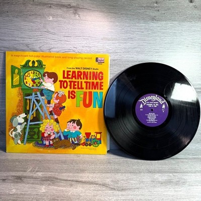 Vintage 1970s Walt Disney Learning To Tell Time Is Fun Vinyl Record & Book Set 3