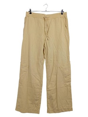 MANGO Damen Cargohose Wide Leg Beige Gr. XL 42 Lyocell Leinen