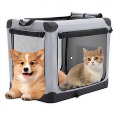 Foldable Soft Dog Crate, 600D Oxford Fabric, Portable Pet Kennel with 3 Doors