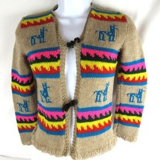 Peruvian Sweater with Llamas Hand Made by Peru Highland Artisans Age 2-6 years