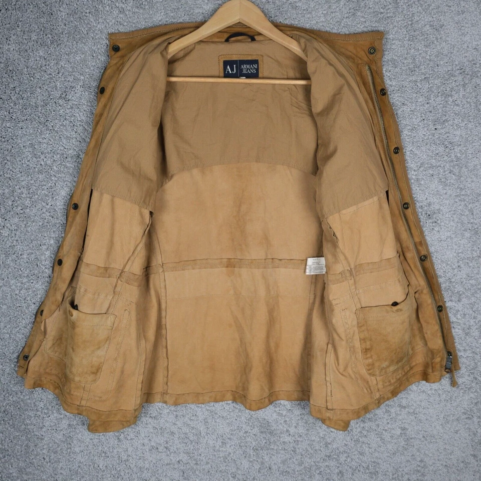 CHAQUETA DE CUERO ARMANI JEANS VINTAGE PARA HOMBRE talla 54 L ESTERA MARRÓN MUY NUEVA CREMALLERA AJ Foto 4 de 4