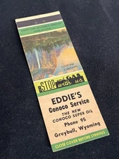 Vintage Wyoming Matchbook “Eddie’s Conoco Super Oil Service” Greybull