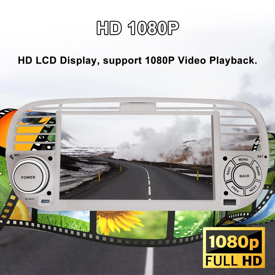 7"Per FIAT 500 2007-2015 Autoradio Stereo Android 13 GPS NAVI Bluetooth Carplay - Immagine 4 di 4