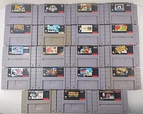 SNES 19 Game Lot ~ Authentic Super Nintendo Cartridge ~ Mario, Sports, Racing,++
