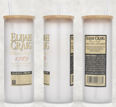Frosted Glass Elijah Craig Barrel Proof Bourbon Whiskey Cup Tumbler Cup 25oz