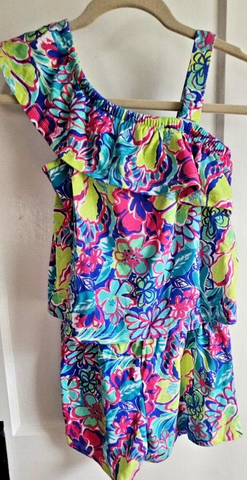 NUEVO CON ETIQUETAS NAUTICA Niña Talla Pequeña (7) Floral Hombro Descubierto Mameluco Foto 2 de 4