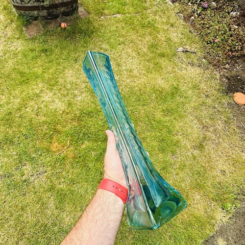 MCM Glass Vase Ocean Blue Cut Glass h44cm Circa 1960 - Picture 17 of 21