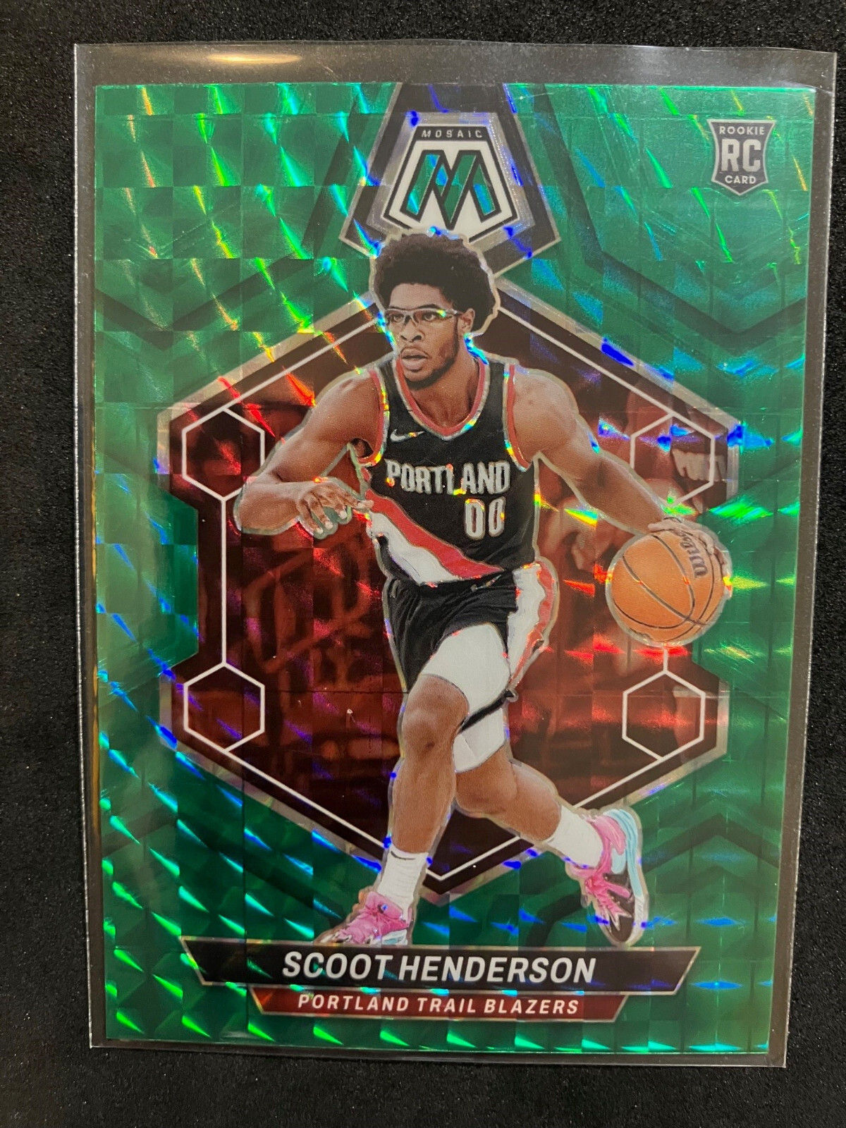 Scoot Henderson 2023-24 Panini Mosaic Rookies Green Ice Prizm #216 Rookie RC