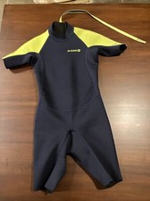 OLAIAN Lime Green/navy Neoprene 1.5MM SHORTY WETSUIT Surf Kid Sz M YOUTH 10