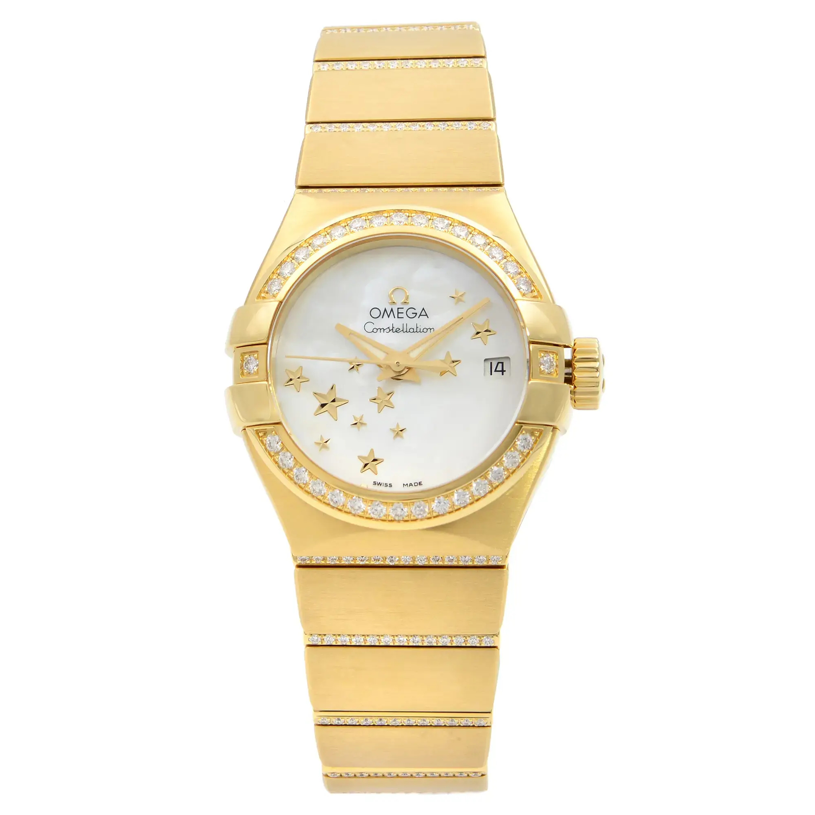 Omega Constellation 18K Gold Diamond MOP Dial Ladies Watch 123.55.27.20.05.002
