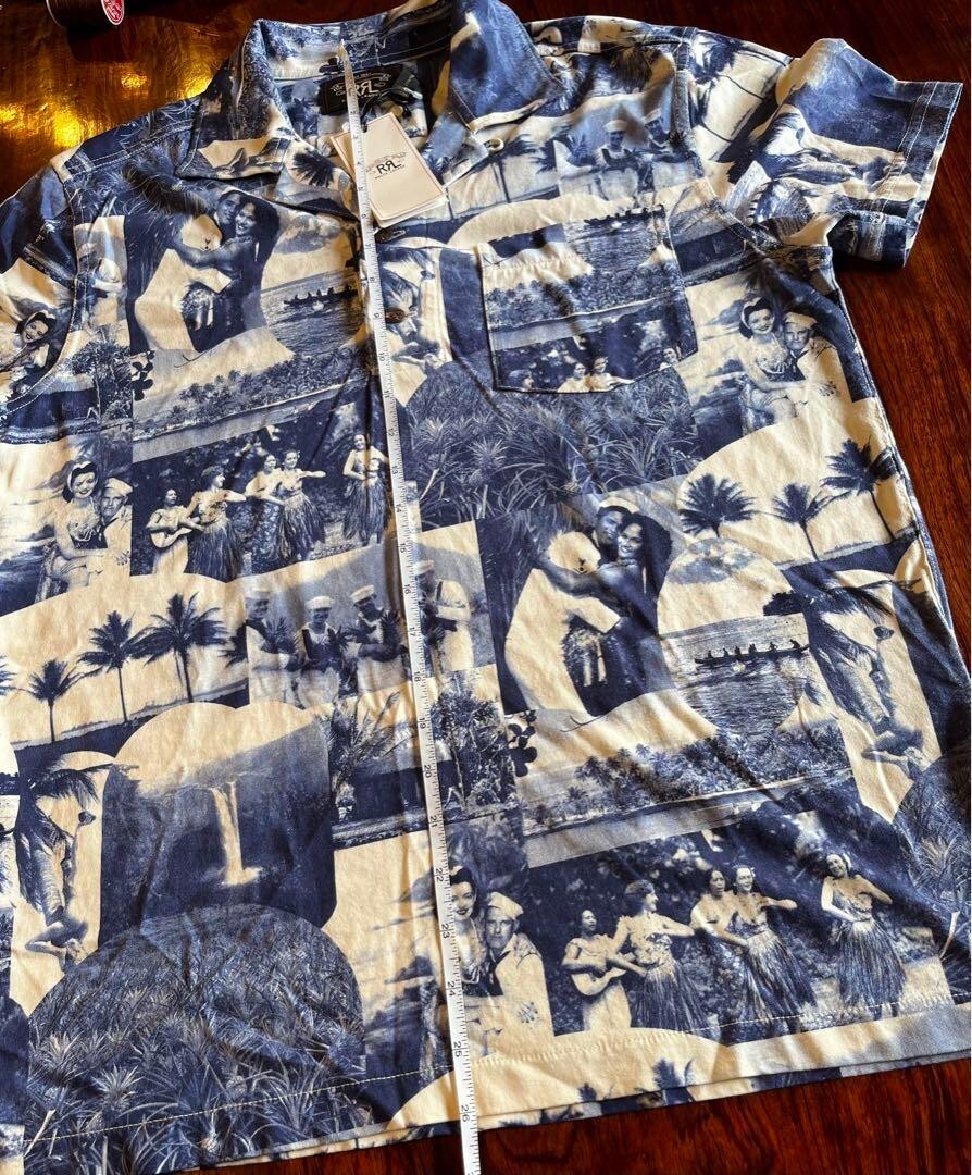 RRL Ralph Lauren Hawaii Aloha USN Camp Shirt blue Cotton