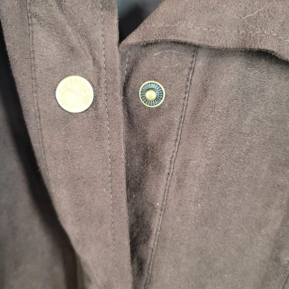 Studio Works Jacket Size 14 Velvety Ultrasuede Snap Up Brown Light Weight Womens - Image 3 of 4