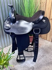 🌵15" FABTRON Western Roping Trail Saddle #7111 ~ Black ~  Light Weight 🌵