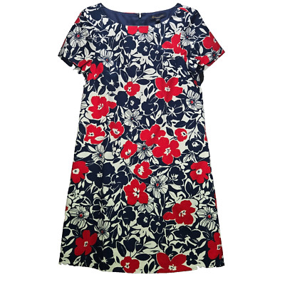 Bobbie Brooks Hibiscus Dress Sz 8 Red White Blue Floral 4th July USA MSRP $148