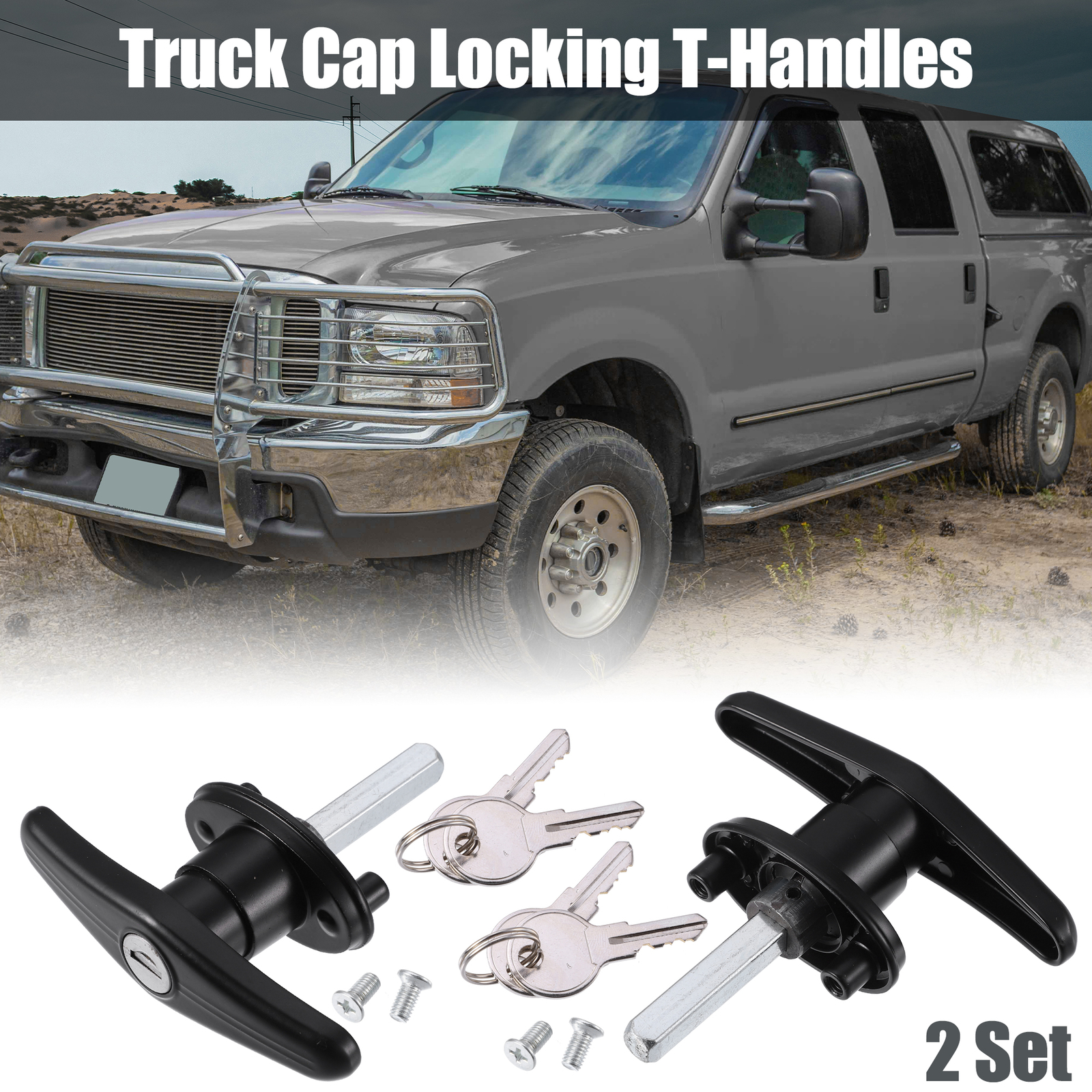 2 Set Right Truck Cap Locking T Handles for Pickup Truck Cap Camper