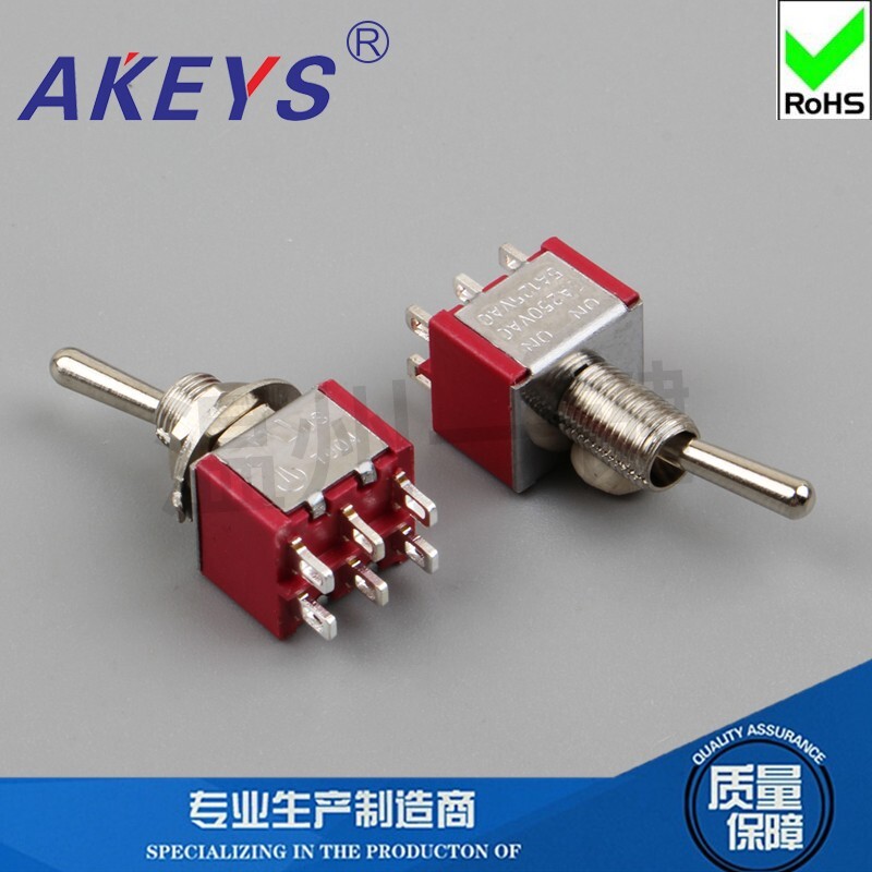 10Pcs KNX-218 MTS-202 Shaking Head Button Toggle Switch 6