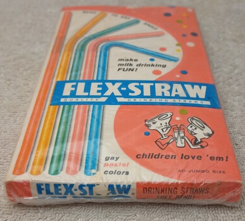 Vintage Flex-straw Gay Pastel Colors - Open Box/Wrapped In Plastic - Picture 6 of 6