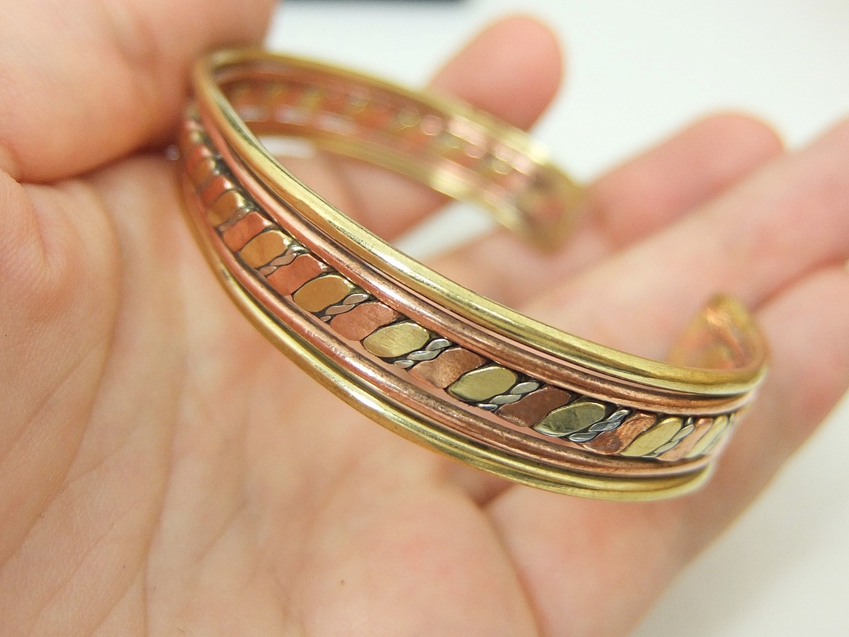 Moroccan Bracelet Handcrafted Copper Brass Silver Cuff