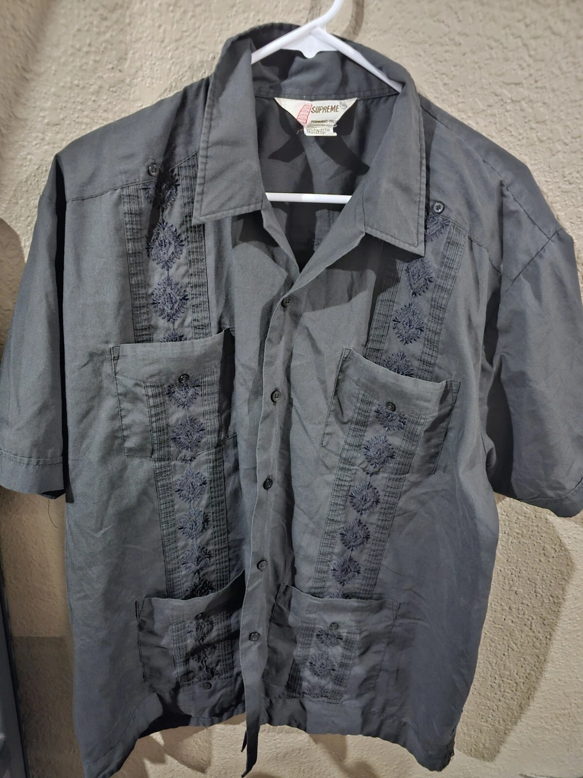 Chemise homme Supreme Permanent Press vintage noire boutonnée 1X XL