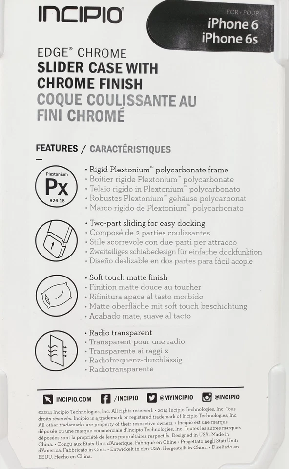 Funda Protectora Deslizante Original Incipio EDGE Cromo para Apple iPhone 6/6s Foto 4 de 4