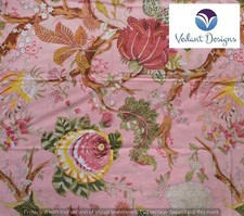 5 Yard Indian Floral Cotton Hand Block Pink Dressmaking Fabric