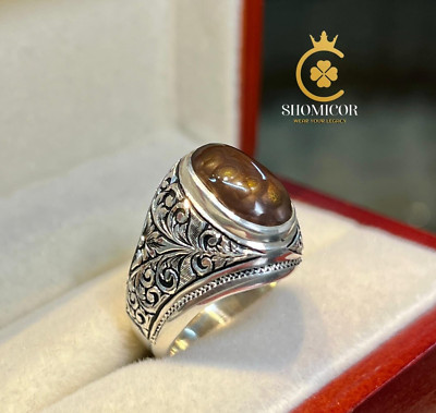 Einzigartiger mexikanischer Feuerachat Ring -925 Sterling Silber, handgraviert Handarbeit