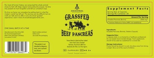 Grass Fed Beef Pancreas Supplement, 500mg, Pancreatic Support with Proteolyti... - Picture 6 of 7