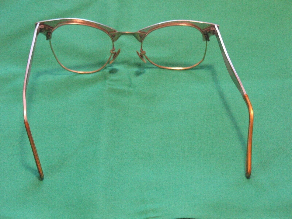 10KT. Marco de gafas chapado en oro diseños de flores signo ojo de gato vintage años 1950-60 Foto 3 de 4