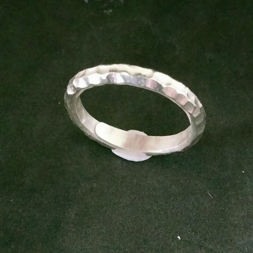 FINE SILVER RINGS SOLID HANDCRAFT FREE SIZE 2g MINIMAL HAMMERED BAND R23840 - Picture 5 of 8