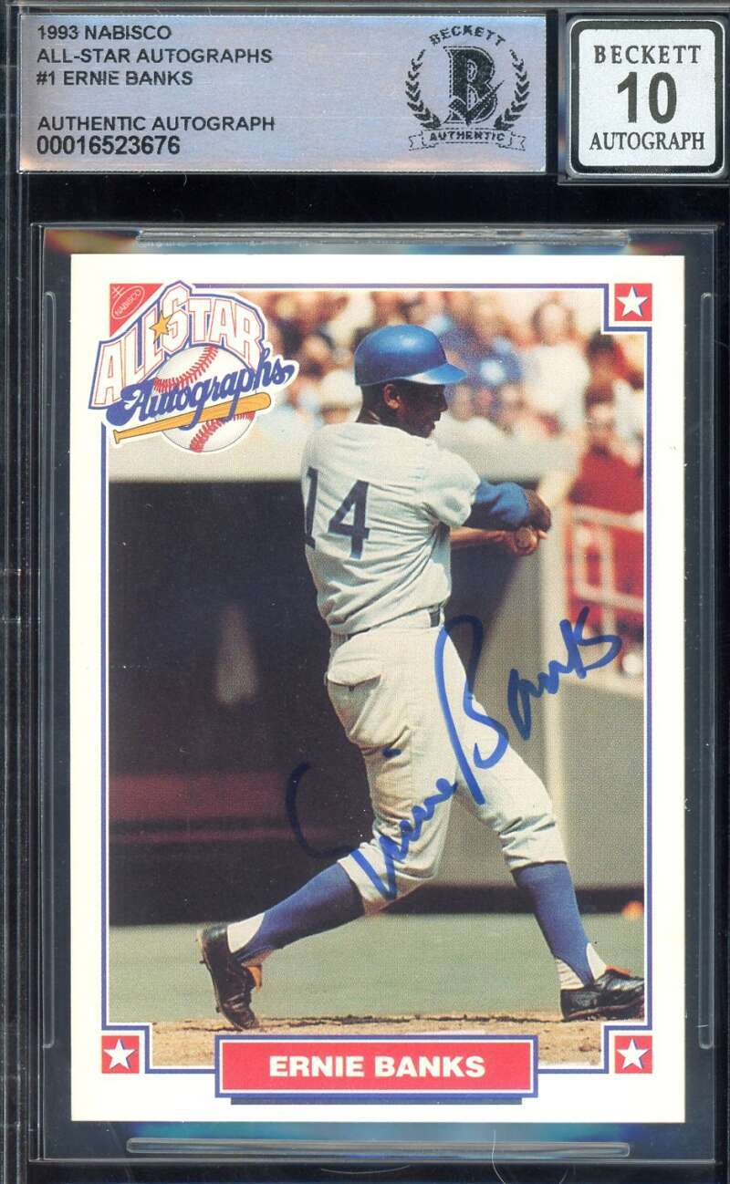 Ernie Banks Gem Mint 10 Beckett BAS Signed 1993 Nabisco All Star Autograph