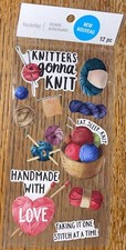 Recollections Knitting Knitters, Going To Knit Yarns Handmade Scrapbook stickers