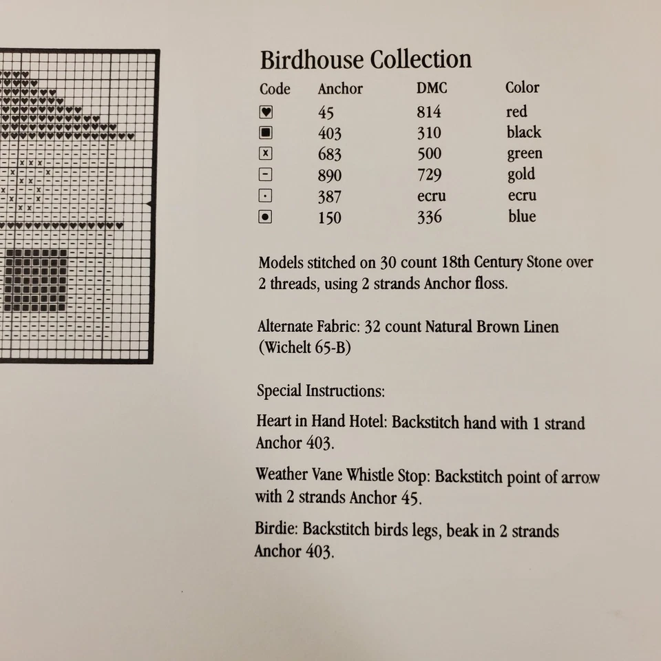 Heart In Hand Birdhouse Collection Birds Folk Spring Motifs Cross Stitch Chart - Image 4 of 4