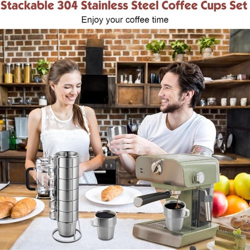Stainless Steel Water Cup Double Layer Camping Mug Set Coffee Mugs Home - Picture 8 of 12
