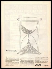 1970 Univac First In Real-Time Information Systems Hourglass Cartoon Print Ad