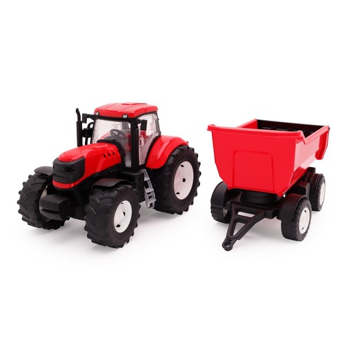 Toyland® 58cm (23") Red Tractor & Trailer With Opening Doors & Lifting Trailer - Picture 8 of 12
