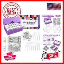 130 Pcs Knit Blockers Kits, Blocking Knit Combs Pins Set for Knitting, Knitti...