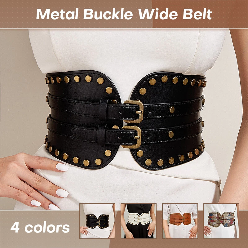 Vintage Suoer Wide Leather Belt with Metal Rivets Handmade Brown Leather Belt With Blue Wash, Hi-fi Stamped  main image 4